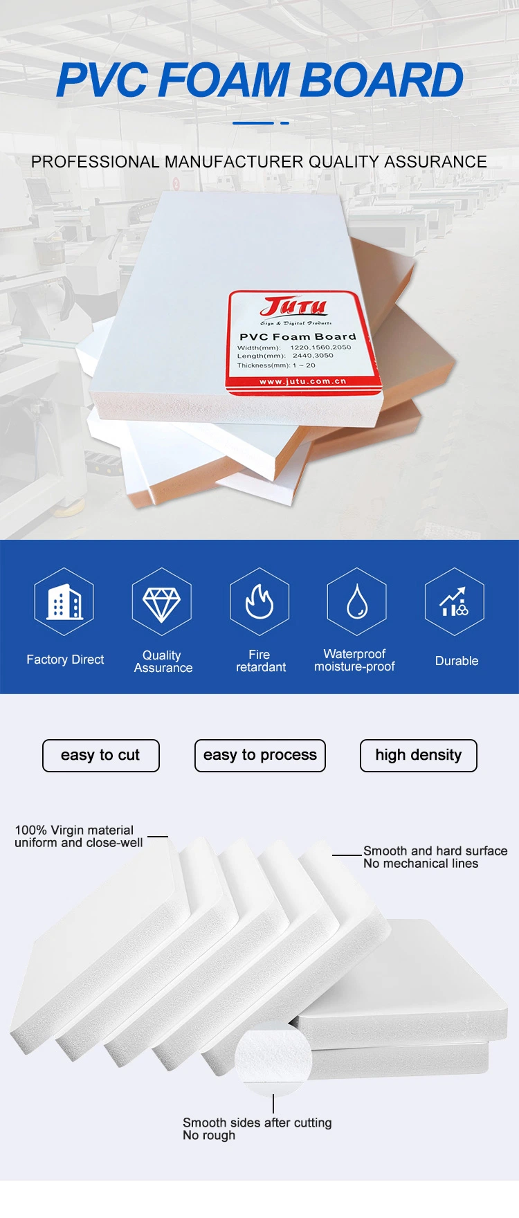 Jutu Home Interiors Used to Build External Wall Panels PVC Free Foam Board